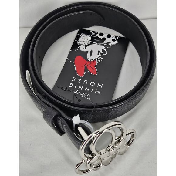 DISNEY 2024 MINNIE MOUSE BLACK WEB BELT – POLISHED METAL MINNIE EARS BUCKLE - Picture 6 of 8